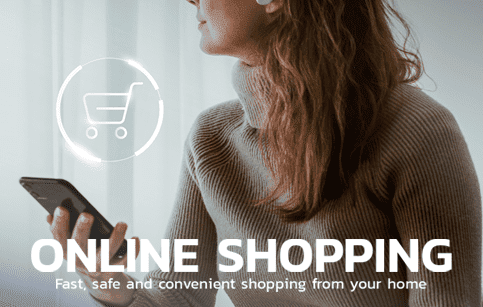 a girl is shopping online